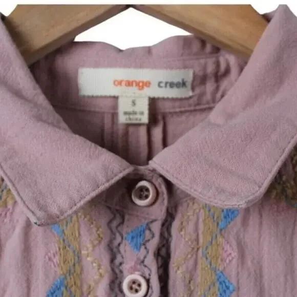 Orange Creek Mumu Dress Size Small Pink Lined w/ Pockets Embroidery Grandmacore - Picture 7 of 7
